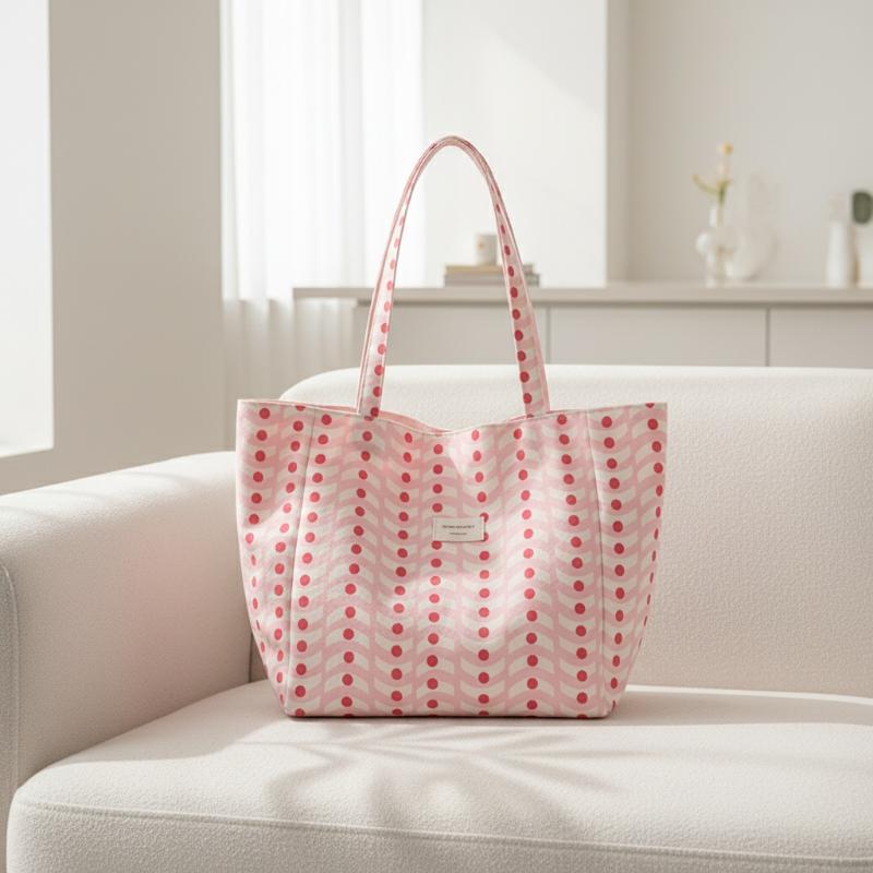 Leather Work Handbags For Women - 1PC Reversible Wave Pattern Canvas Tote