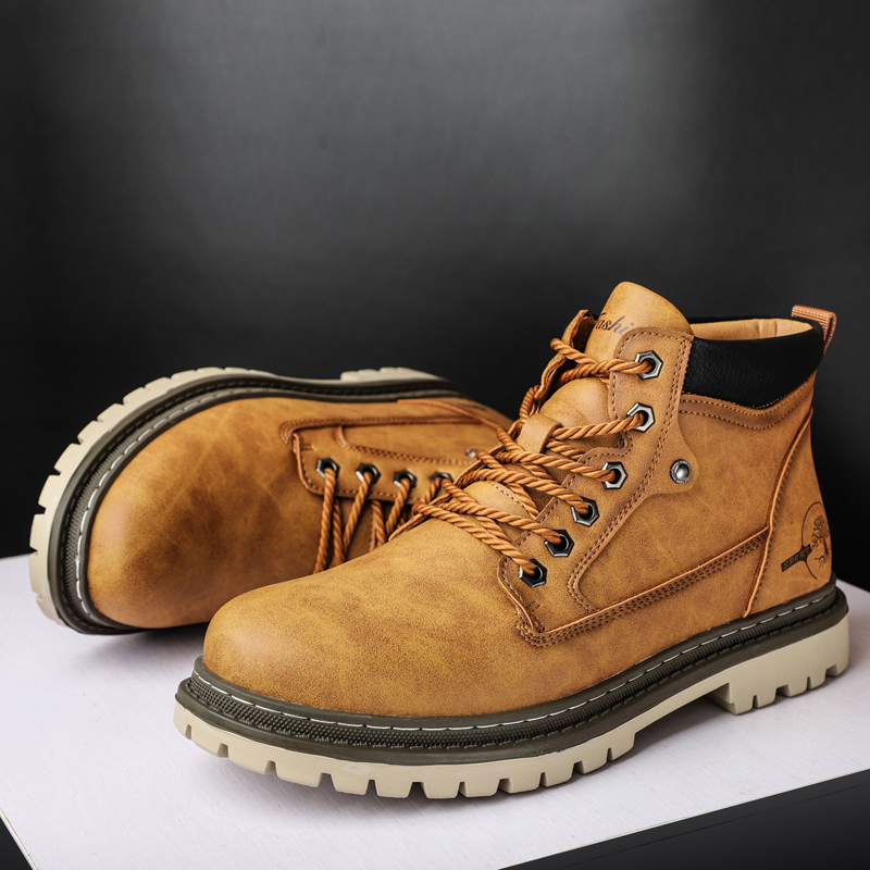 Men's High-Top British Style M - Leather Work Boots 评论和价格