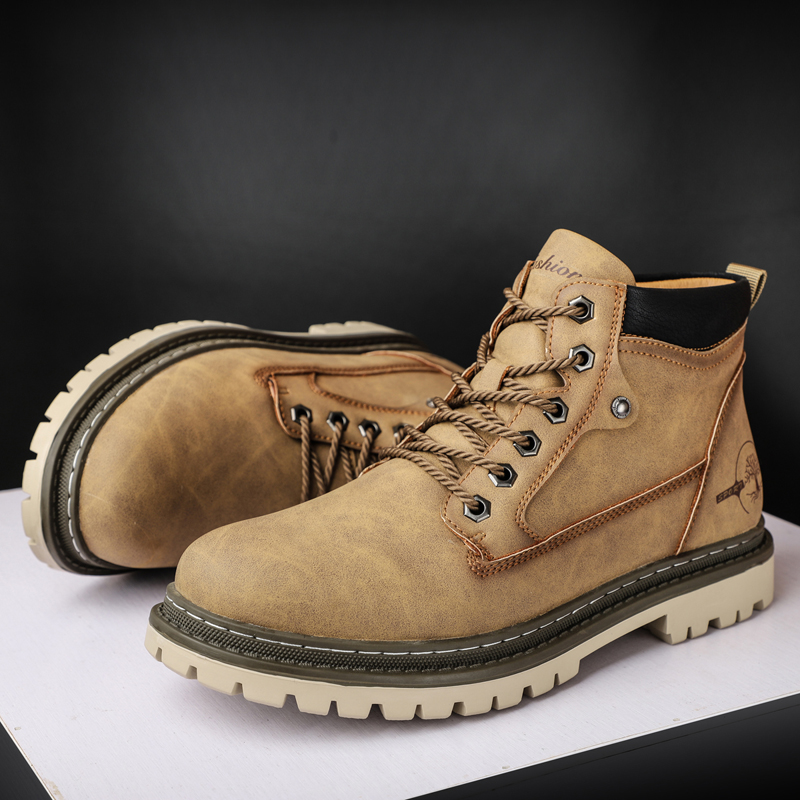 Men's High-Top British Style M - Leather Work Boots 评论和价格