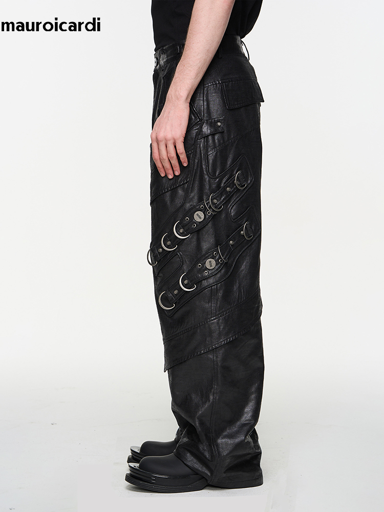 Mauroicardi Spring Autumn Cool - Leather Work Pants 评论和价格