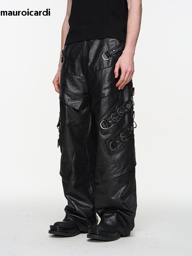 Mauroicardi Spring Autumn Cool - Leather Work Pants 评论和价格