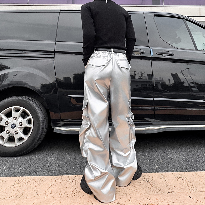 Silver Leather Pant Men Street - Leather Work Pants 评论和价格