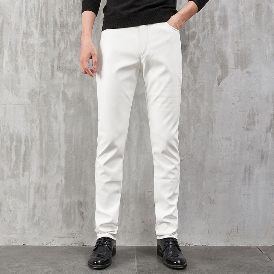 Men's Leather Pants Skinny Fit - Leather Work Pants 评论和价格