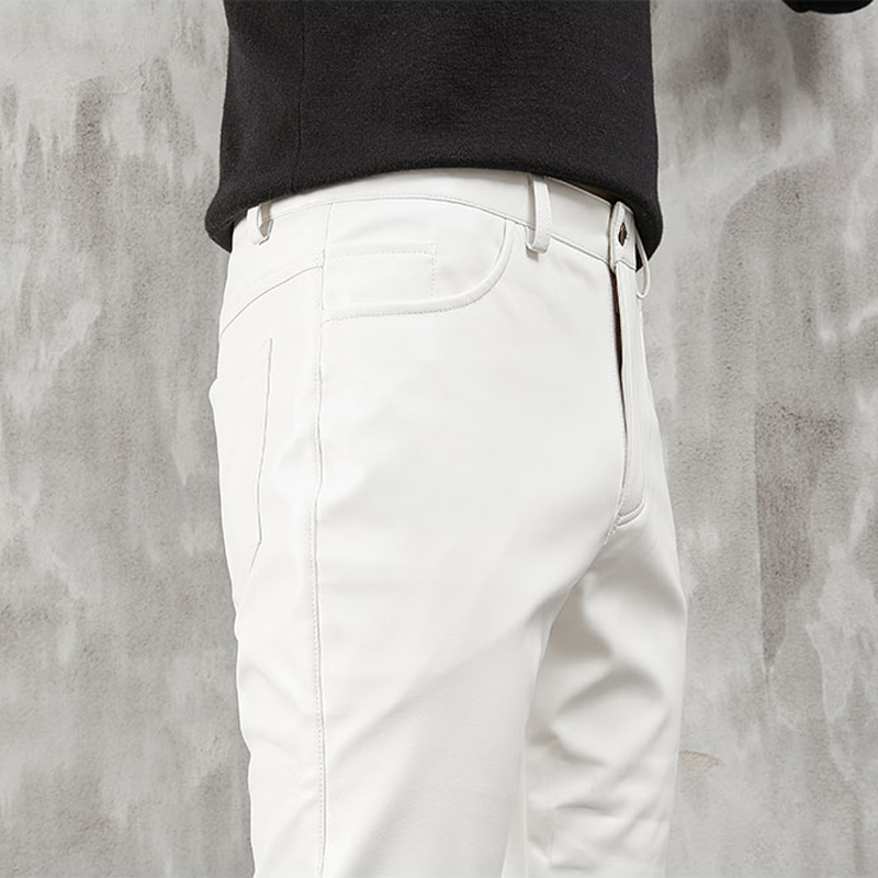 Men's Leather Pants Skinny Fit - Leather Work Pants 评论和价格
