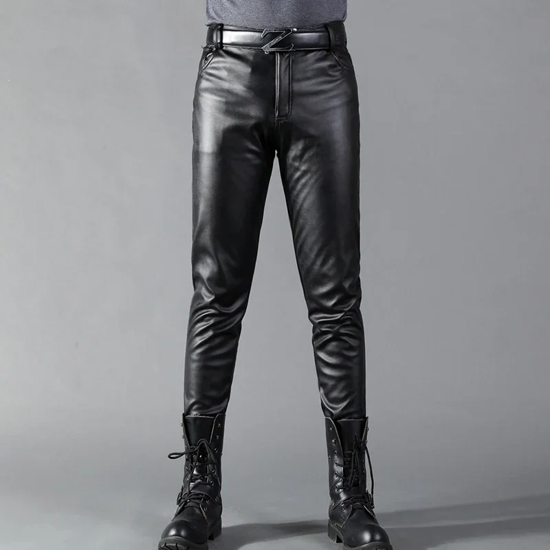 Men's Leather Pants Skinny Fit - Leather Work Pants 评论和价格