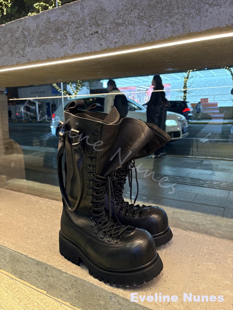 Retro Genuine Leather Motorcyc - Leather Work Boots 评论和价格