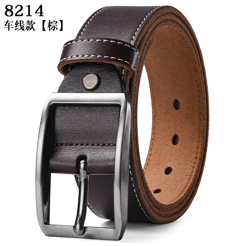 Men's High Quality Pin Buckle  - Leather Work Jeans 评论和价格