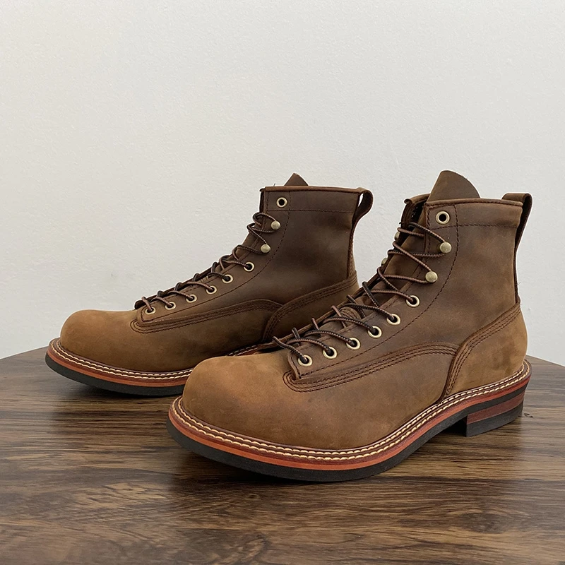 Vintage British Men Ankle Boot - Leather Work Boots 评论和价格