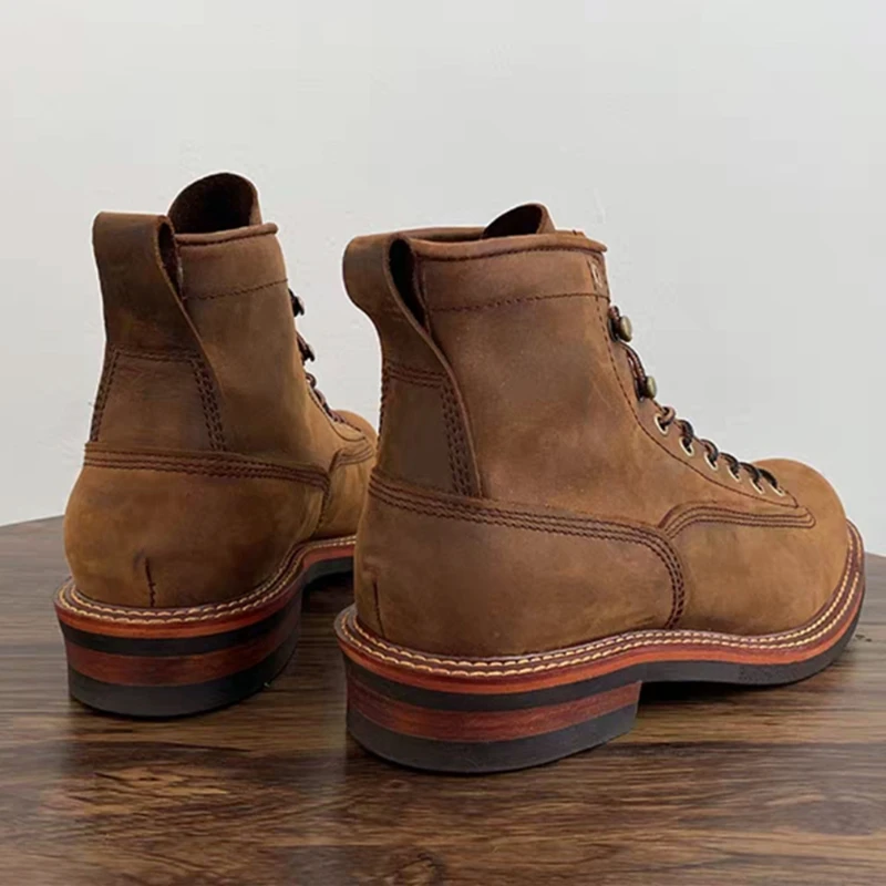 Vintage British Men Ankle Boot - Leather Work Boots 评论和价格