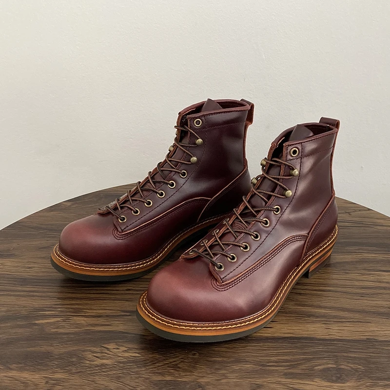 Vintage British Men Ankle Boot - Leather Work Boots 评论和价格
