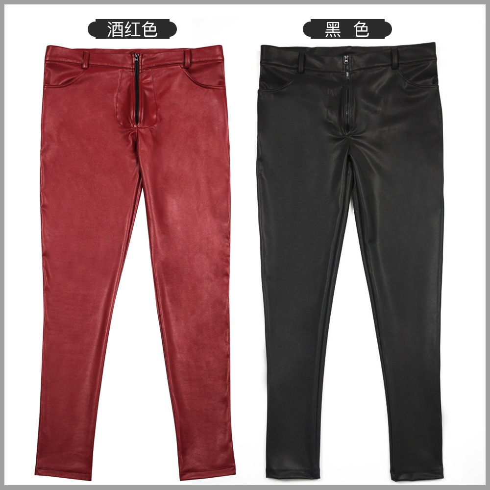Men's PU Leather Skinny Jeans  - Leather Work Pants 评论和价格
