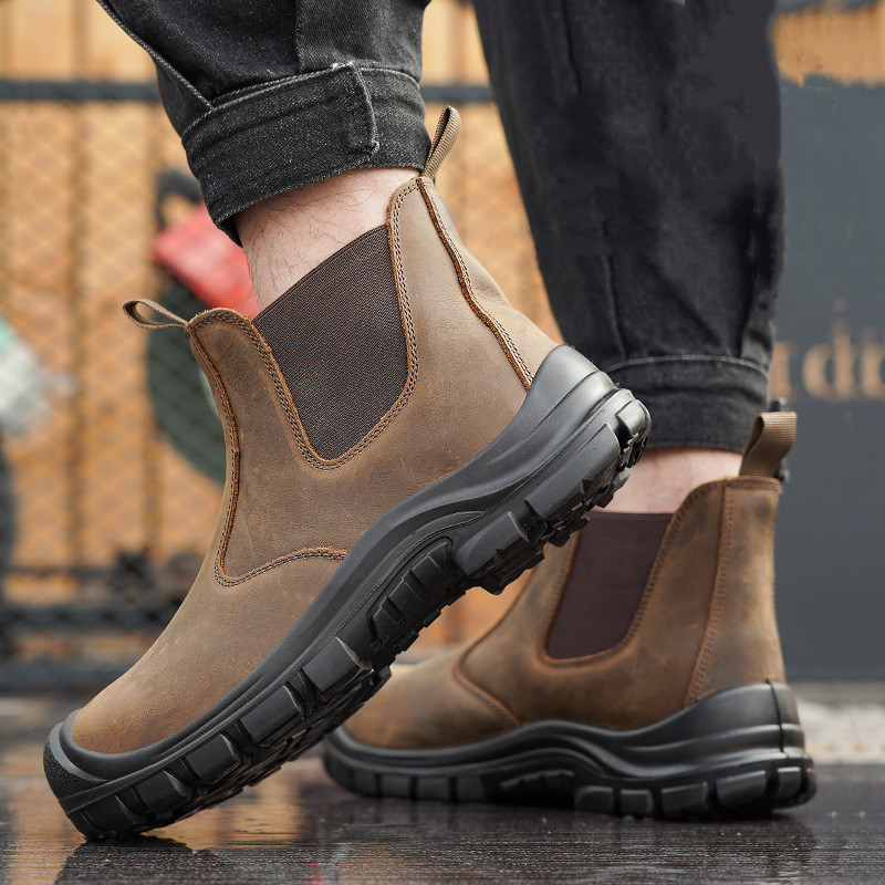large size men's fashion steel - Leather Work Boots 评论和价格