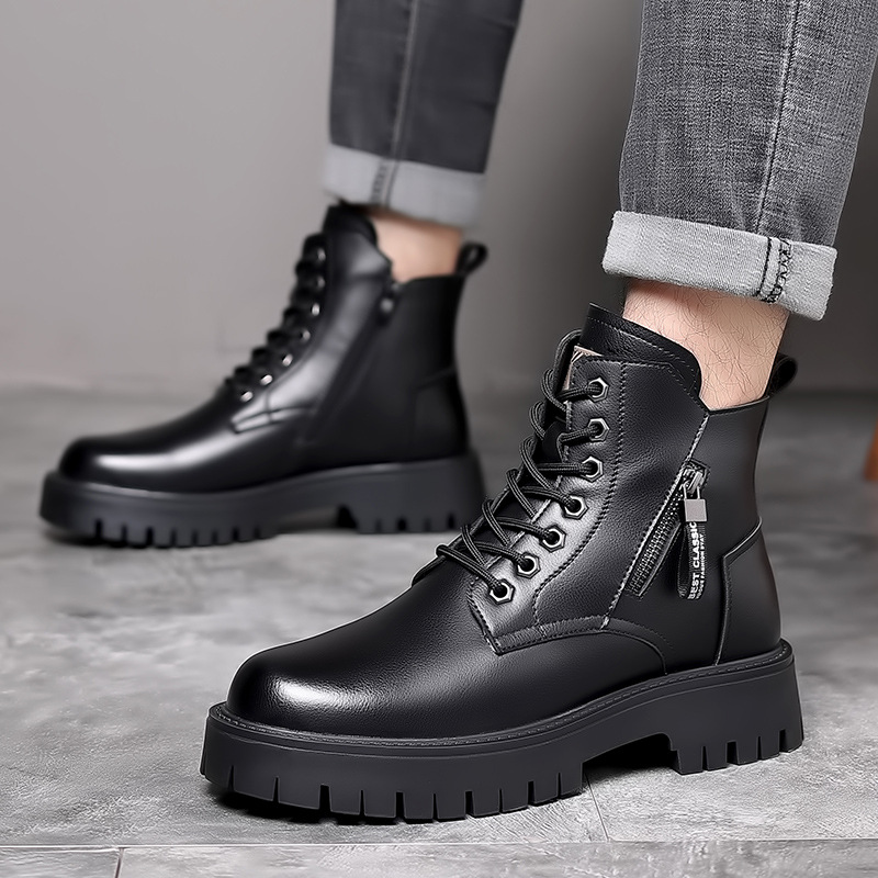 Men Classic Genuine Leather Bo - Leather Work Boots 评论和价格