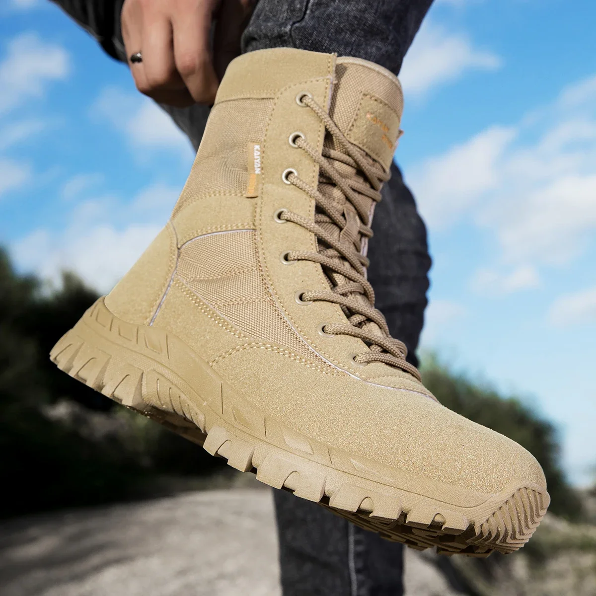 Men's Outdoor Hiking Shoes Hig - Leather Work Boots 评论和价格