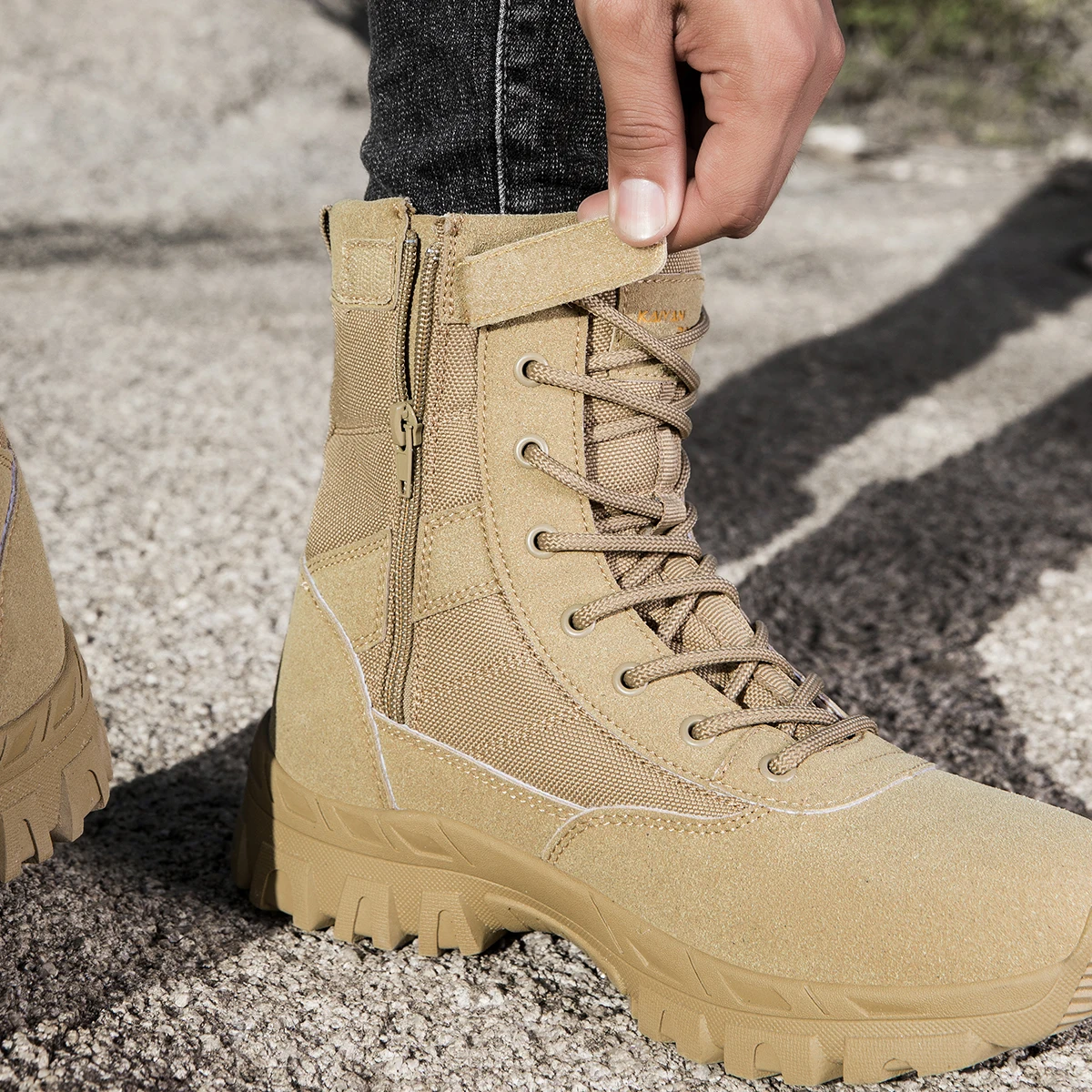 Men's Outdoor Hiking Shoes Hig - Leather Work Boots 评论和价格