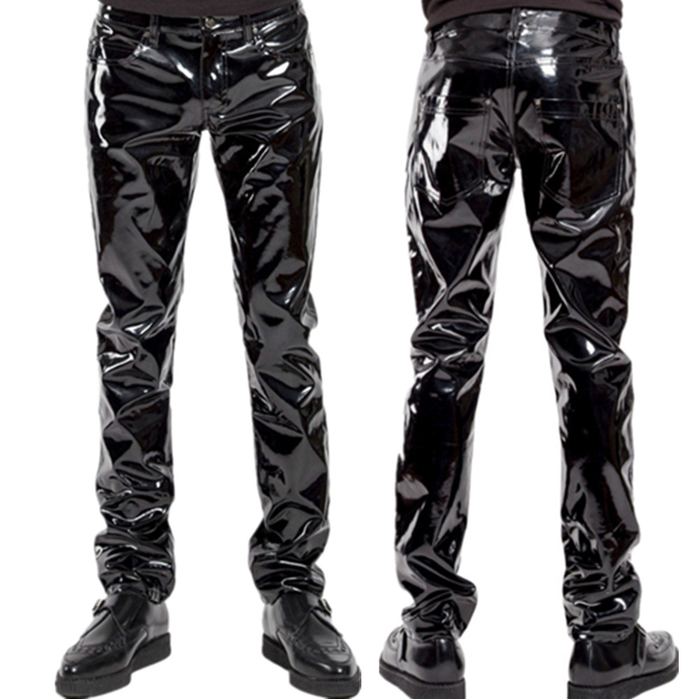 Shiny PVC Latex Trousers Men M - Leather Work Pants 评论和价格