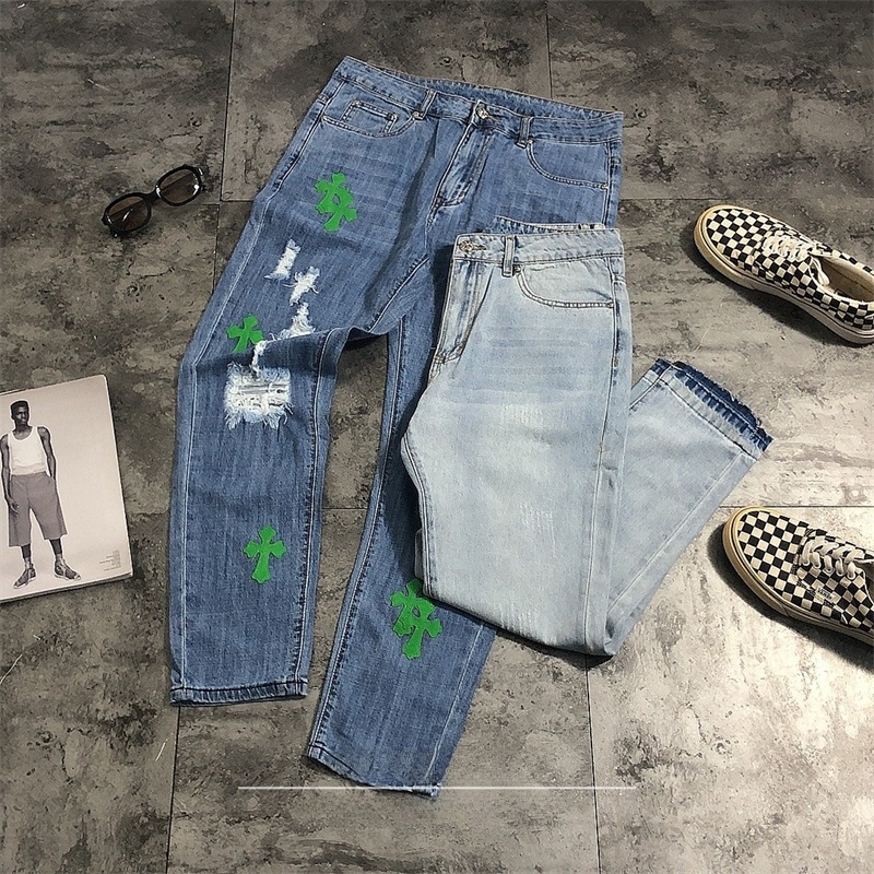 Street Sle Ripped Denim Jeans  - Leather Work Jeans 评论和价格