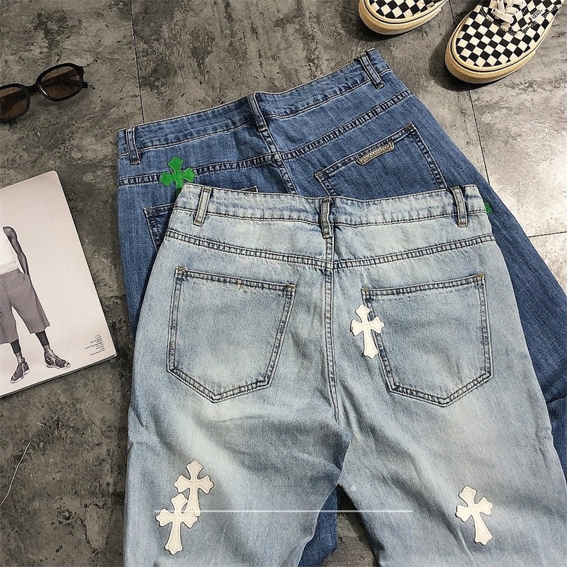 Street Sle Ripped Denim Jeans  - Leather Work Jeans 评论和价格