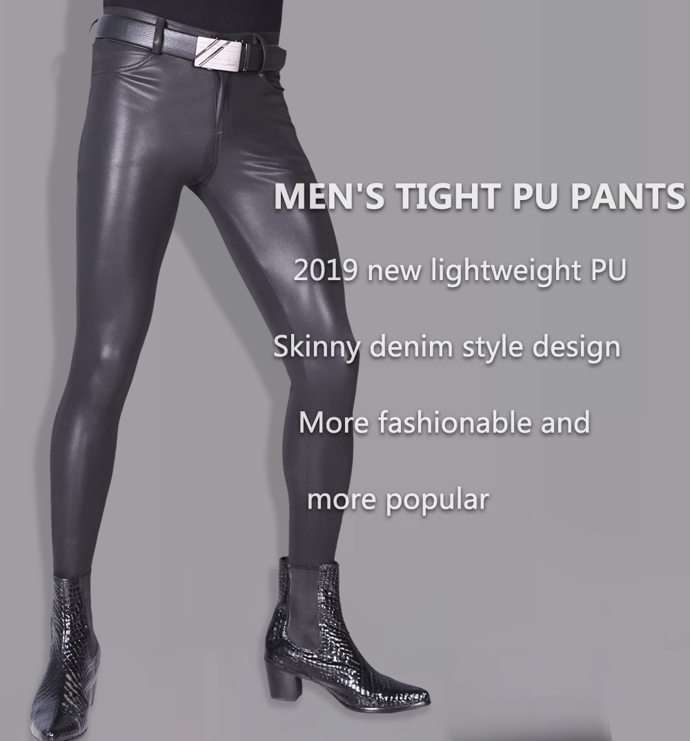Fashion Skinny Jeans Sexy Casu - Leather Work Pants 评论和价格