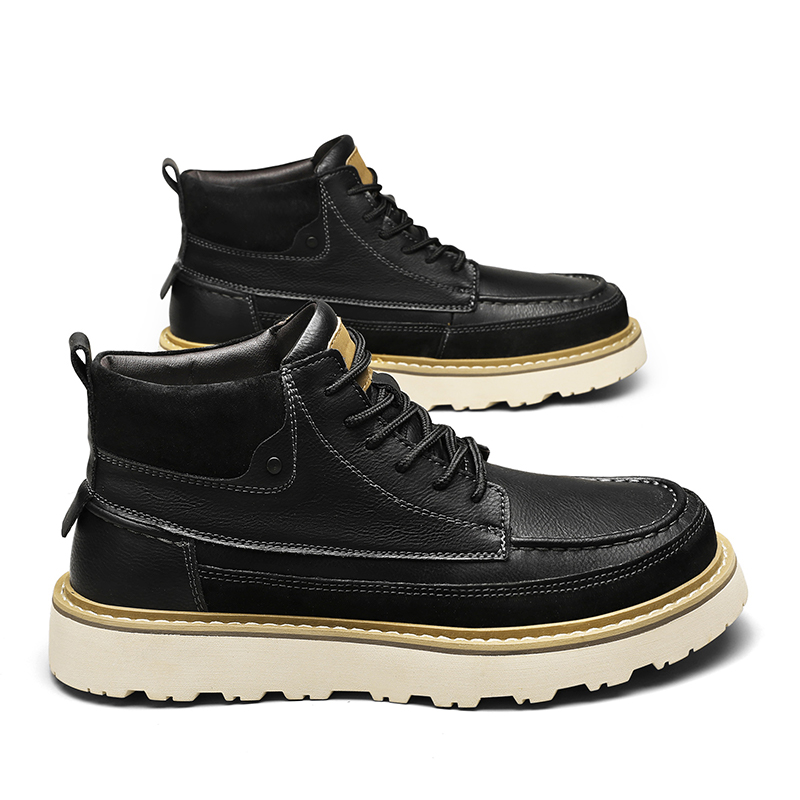 Men Brown Fleece Lined Warm Hi - Leather Work Boots 评论和价格
