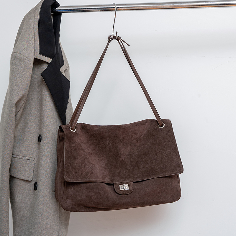 Genuine Suede Leather Underarm - Leather Work Handbags For Women 评论和价格