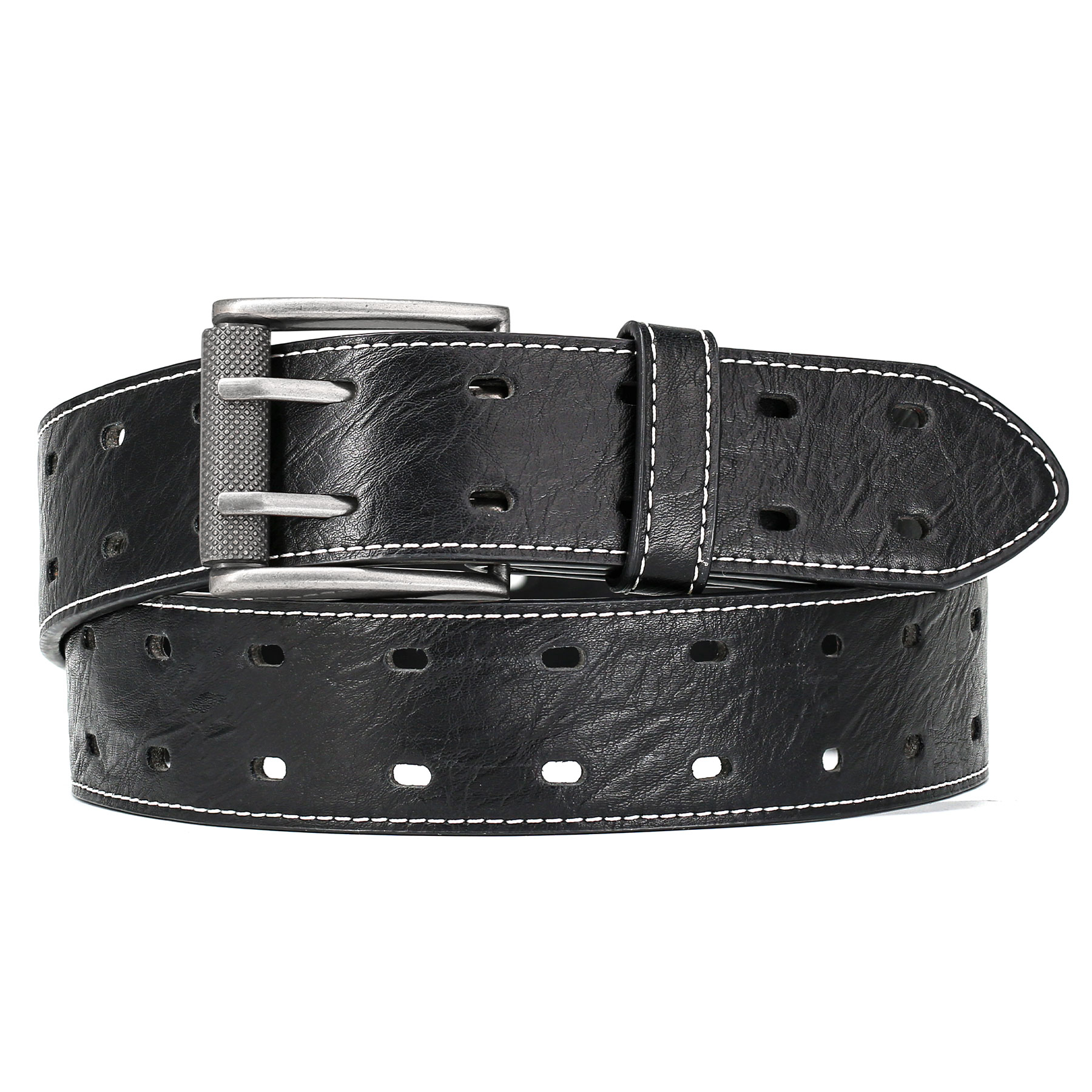 Men Classic Double Prong Belt  - Leather Work Jeans 评论和价格